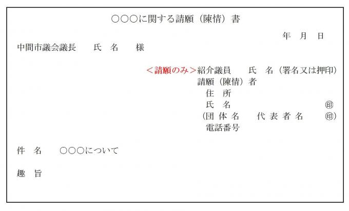 請願書・陳情書の例