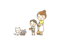 野良猫をお世話するイラスト