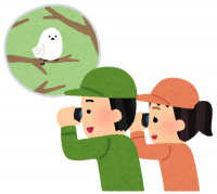 バードウオッチングをしている男女のイラスト