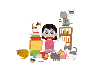 多頭飼育崩壊しているイラスト