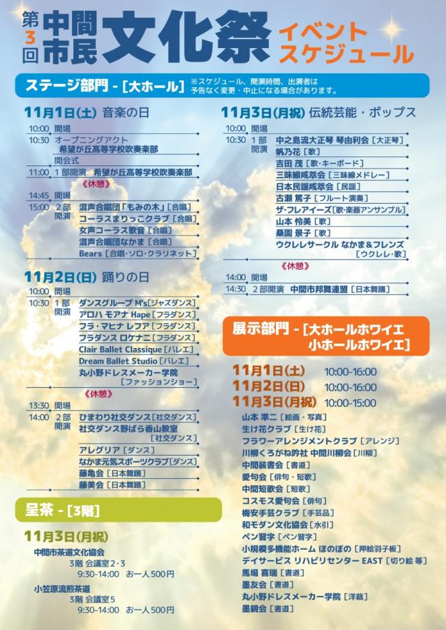 第３回中間市民文化祭開催チラシ(裏)